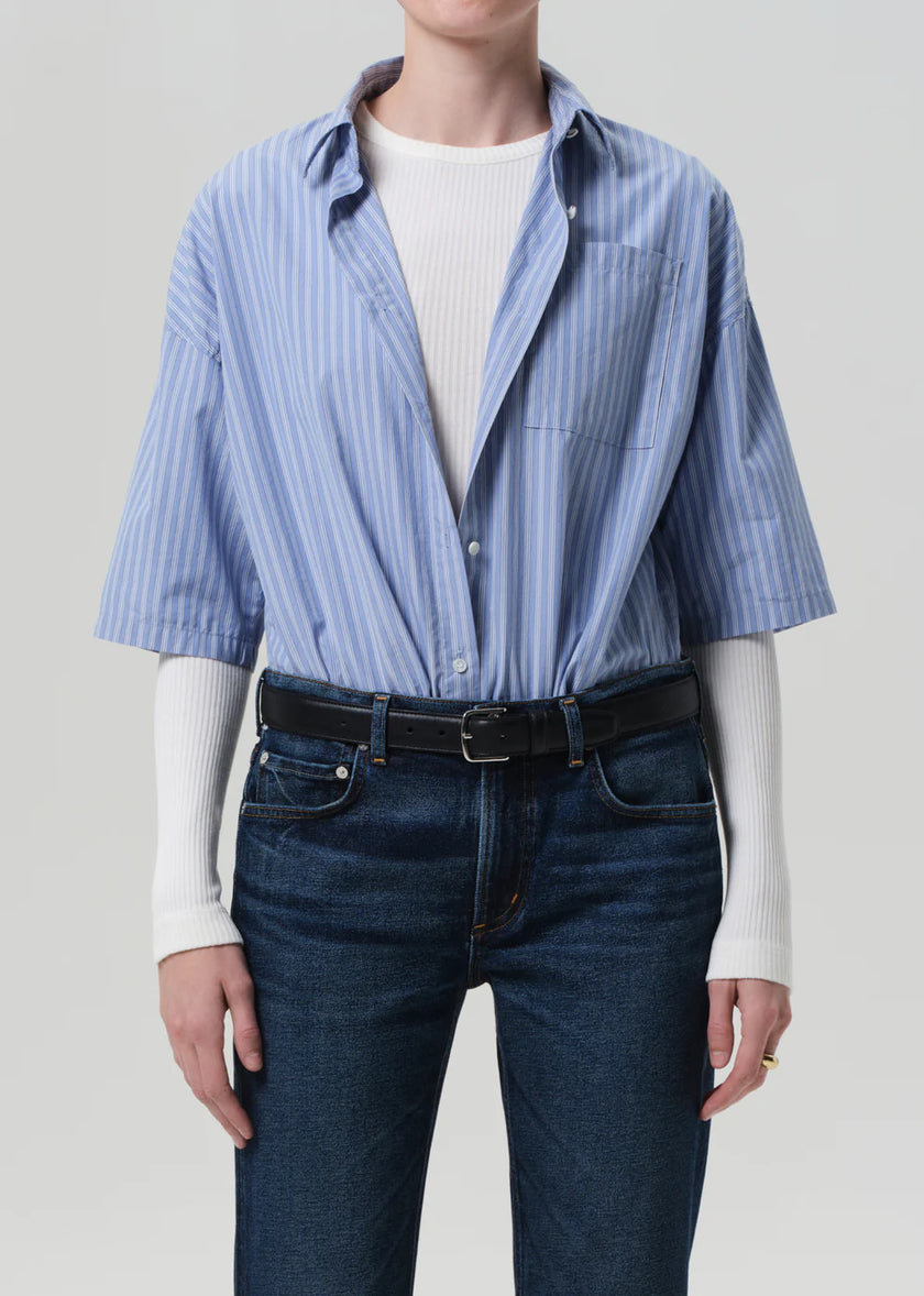 FRANCES CROPPED CAPE BUTTON UP