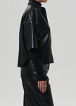 FRANCES CROPPED CAPE BUTTON UP IN VEGAN LEATHER