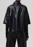 FRANCES CROPPED CAPE BUTTON UP IN VEGAN LEATHER