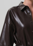 FRANCES CROPPED CAPE BUTTON UP IN VEGAN LEATHER
