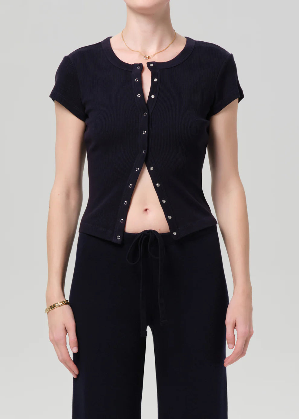 TABI SHORT SLEEVE CARDIGAN IN NAVY