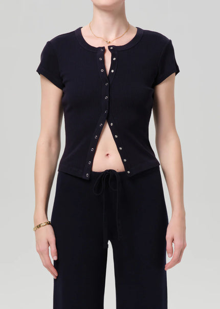 TABI SHORT SLEEVE CARDIGAN IN NAVY