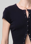 TABI SHORT SLEEVE CARDIGAN IN NAVY