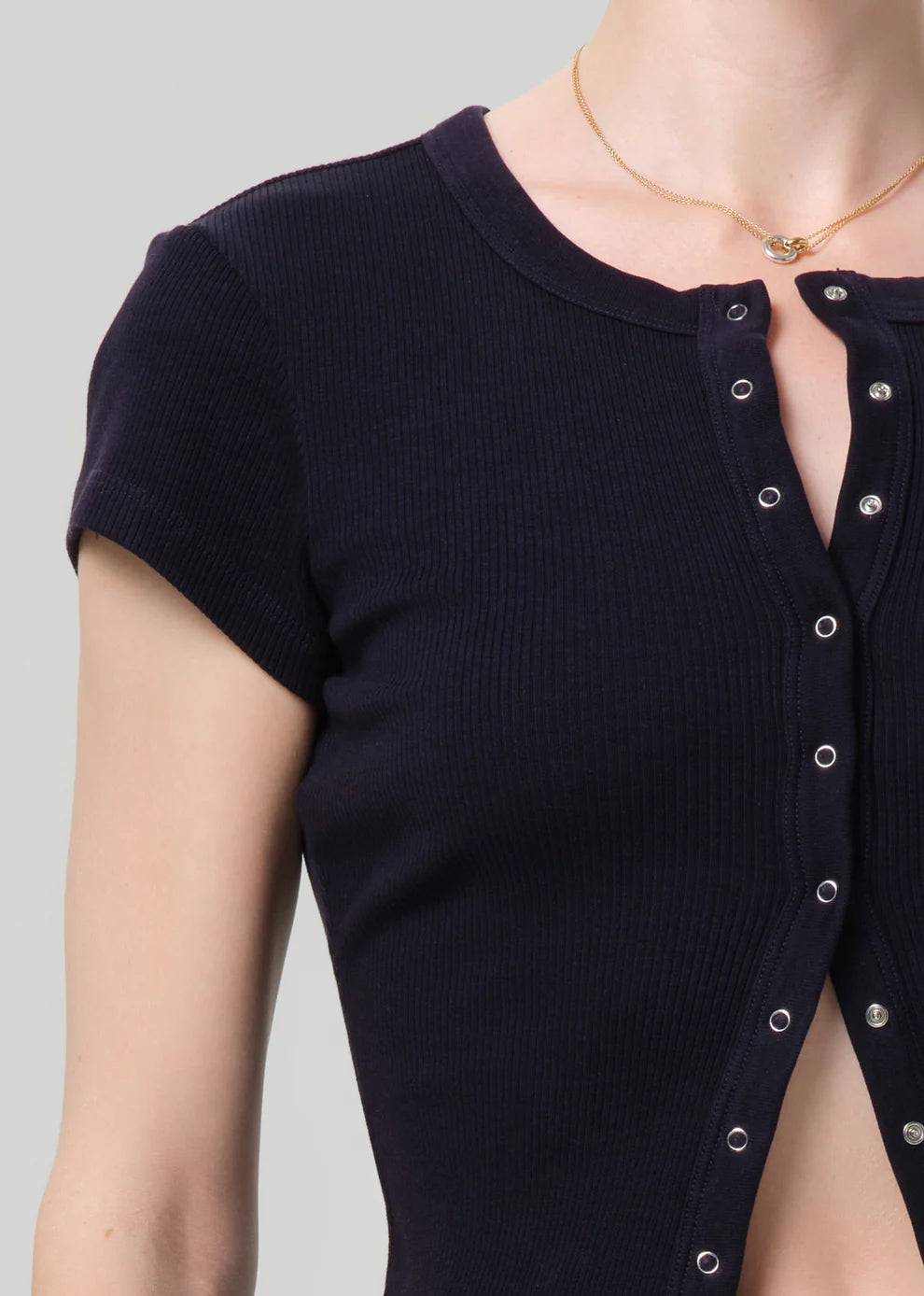 TABI SHORT SLEEVE CARDIGAN IN NAVY