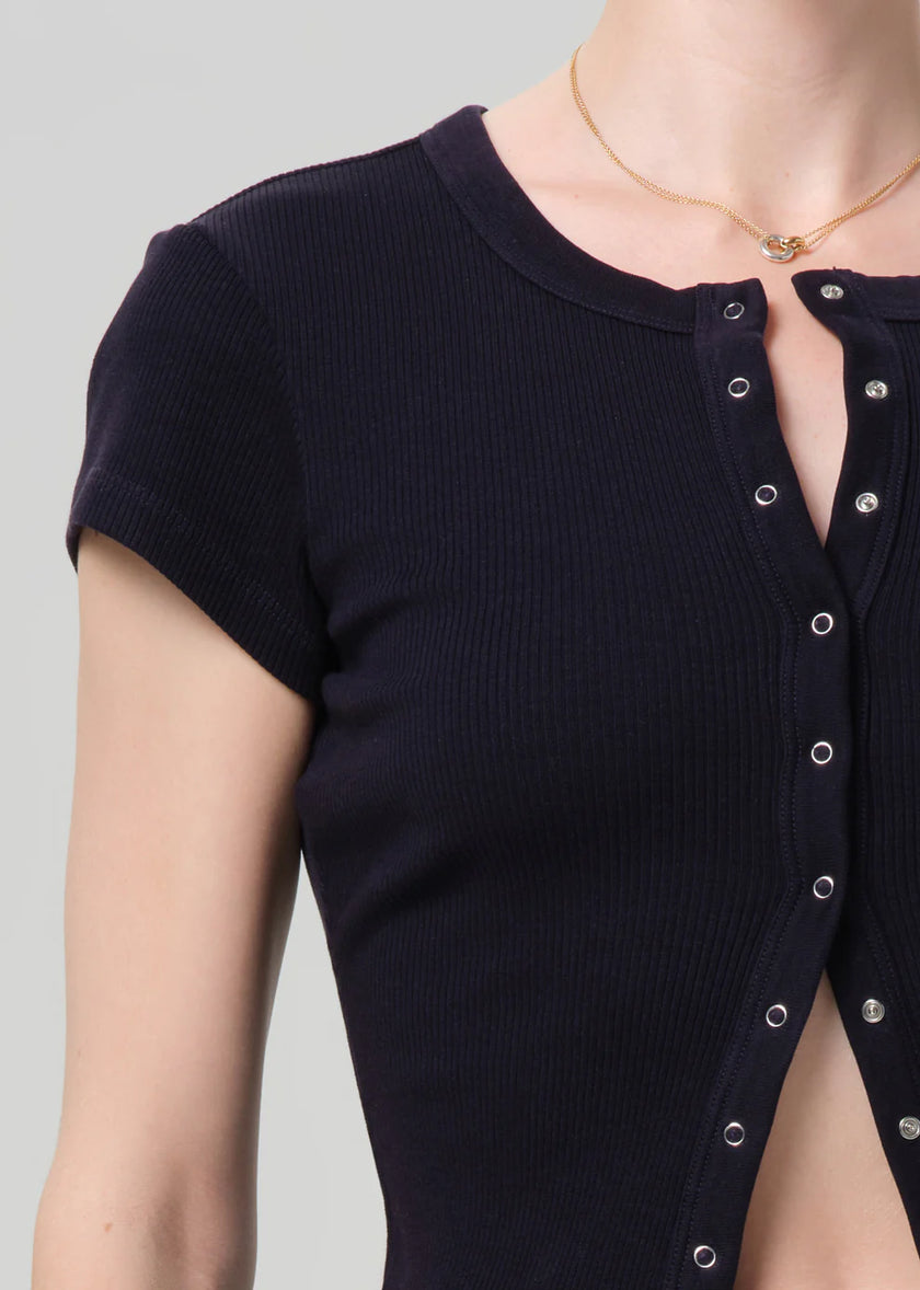 TABI SHORT SLEEVE CARDIGAN IN NAVY