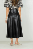 DOTTY SKIRT IN BLACK FAUX LEATHER
