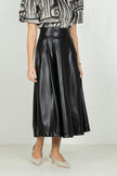 DOTTY SKIRT IN BLACK FAUX LEATHER