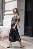 DOTTY SKIRT IN BLACK FAUX LEATHER