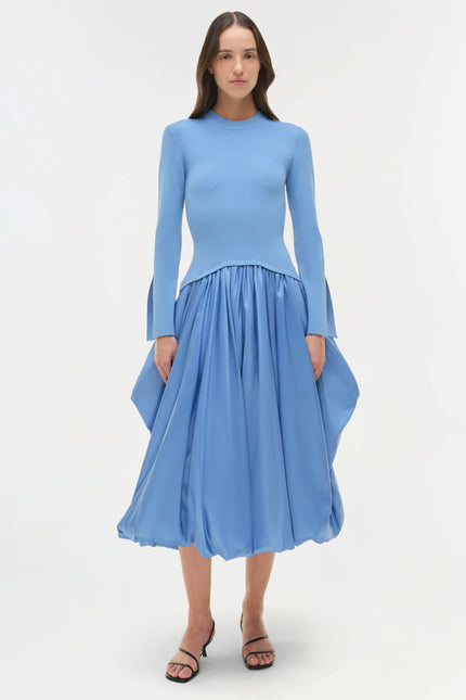 KENLIE TAFFETA KNIT MIDI DRESS
