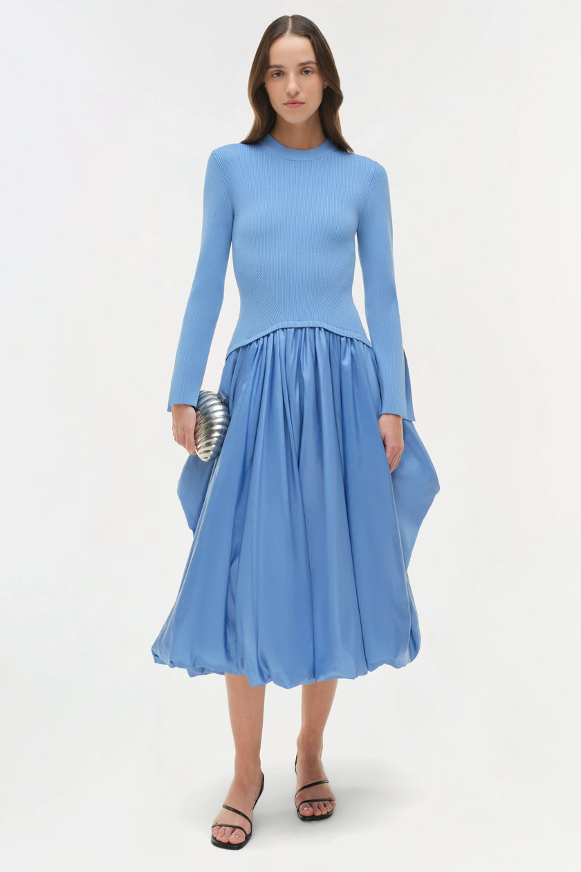 KENLIE TAFFETA KNIT MIDI DRESS