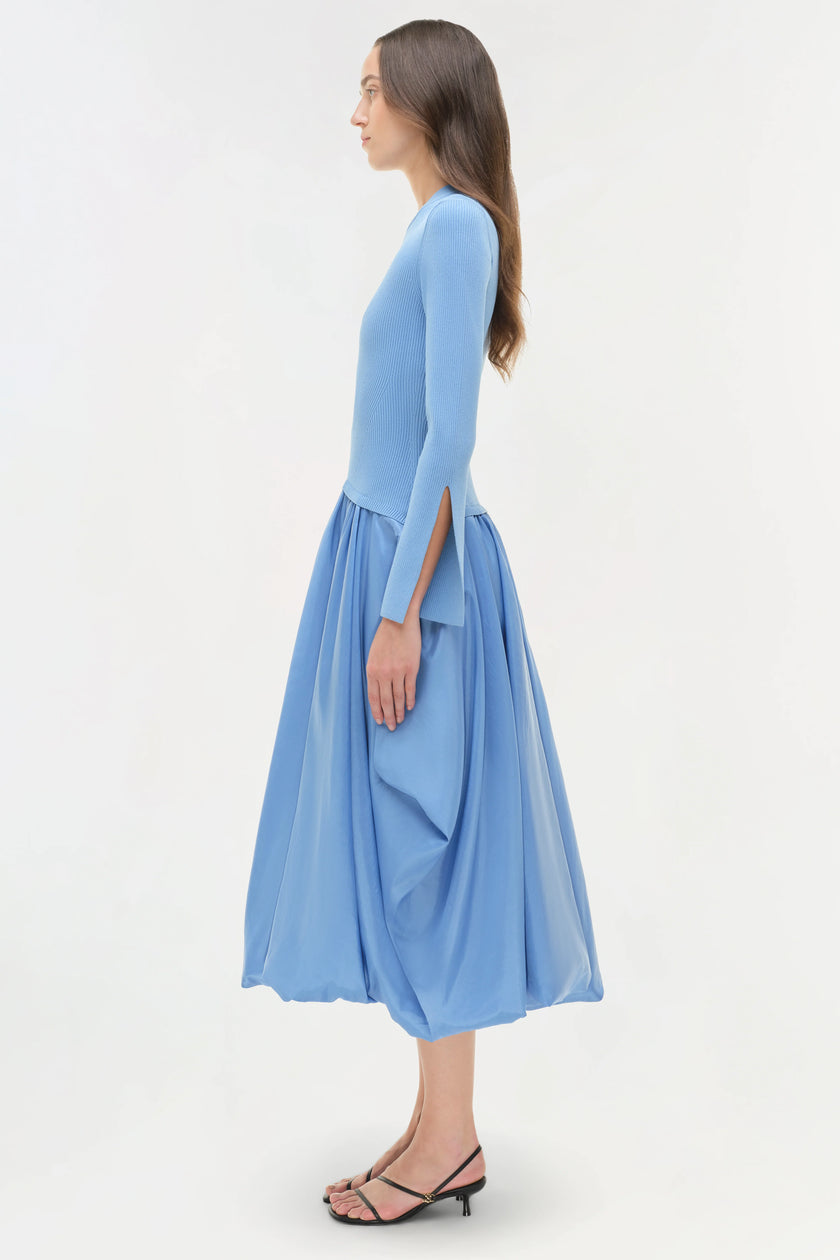 KENLIE TAFFETA KNIT MIDI DRESS