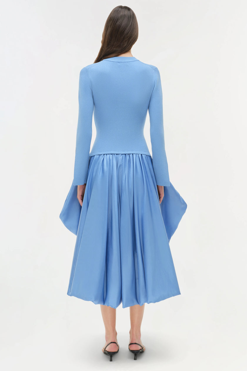 KENLIE TAFFETA KNIT MIDI DRESS