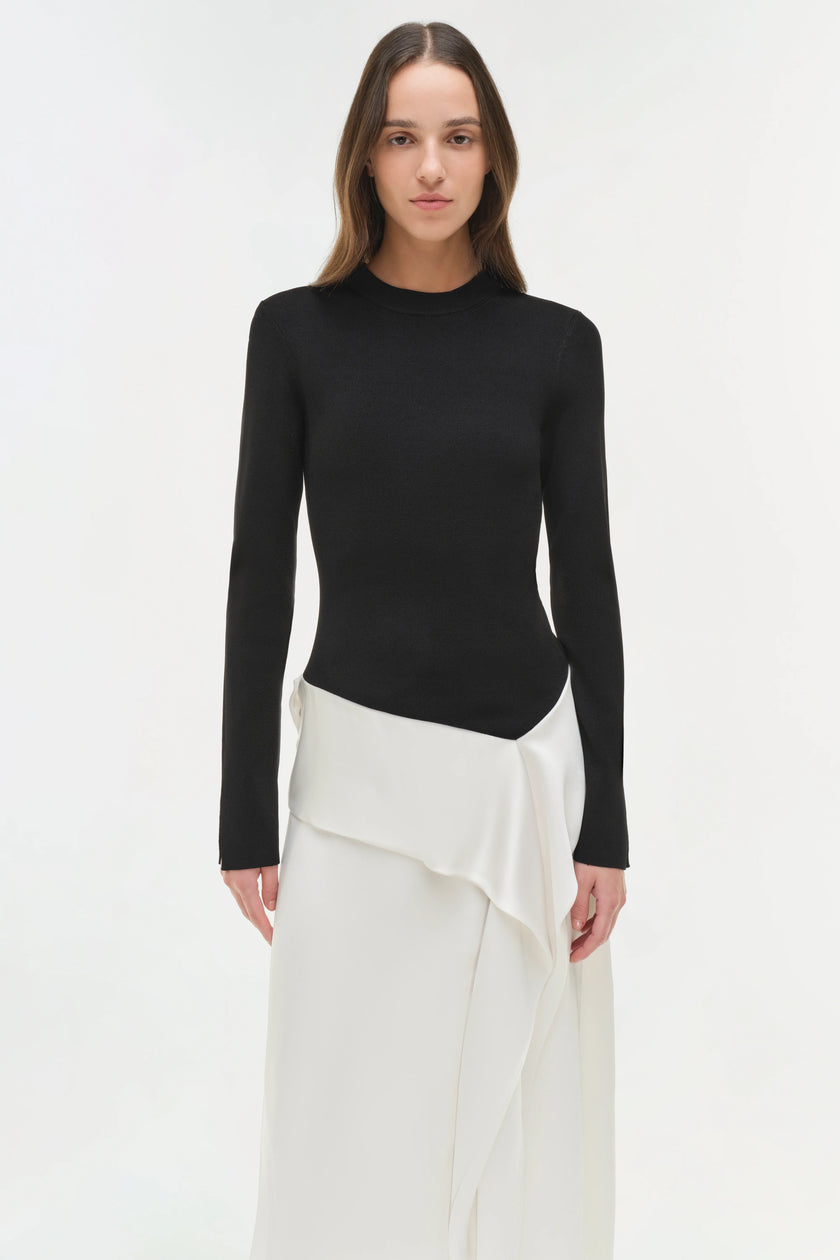 ORNELLA KNIT SATIN MIDI DRESS