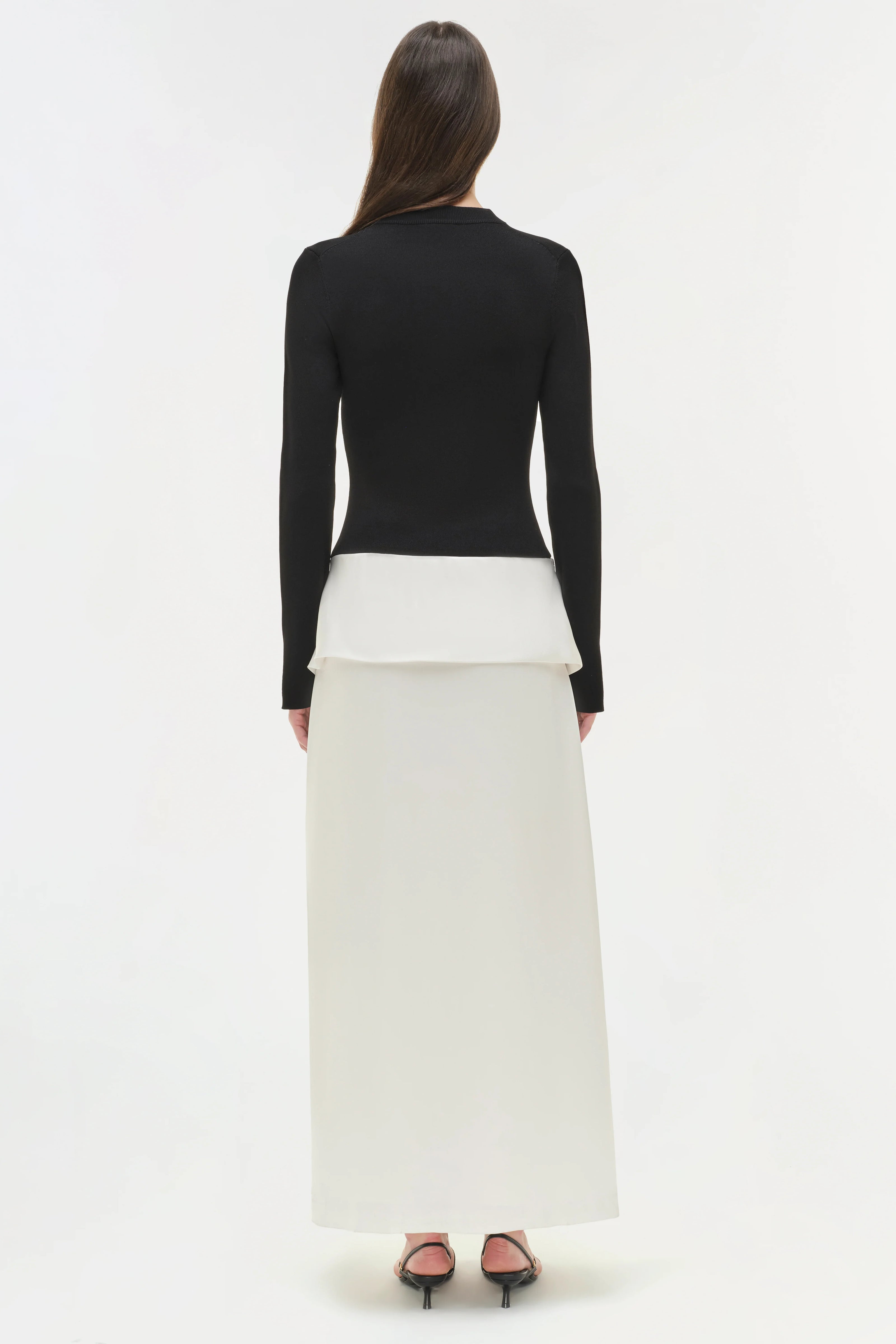 ORNELLA KNIT SATIN MIDI DRESS