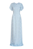 DAHLIA BLUE FLORAL PETAIL JACQUARD GOWN