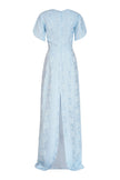 DAHLIA BLUE FLORAL PETAIL JACQUARD GOWN