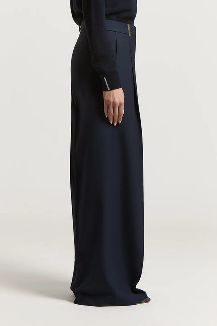 WOOL GABARDINE PALAZZO TROUSERS