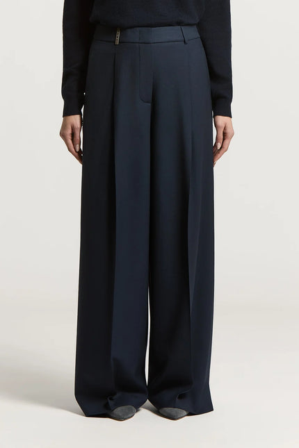 WOOL GABARDINE PALAZZO TROUSERS