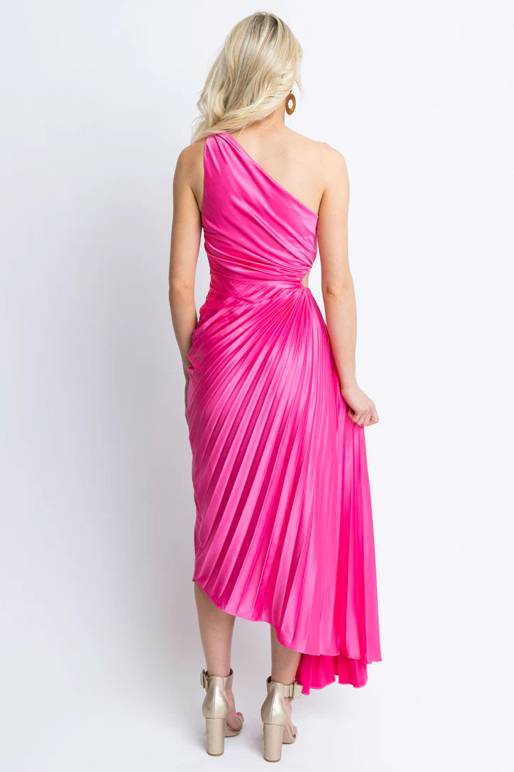 SATIN ONE SHOULDER MAXI DRESS