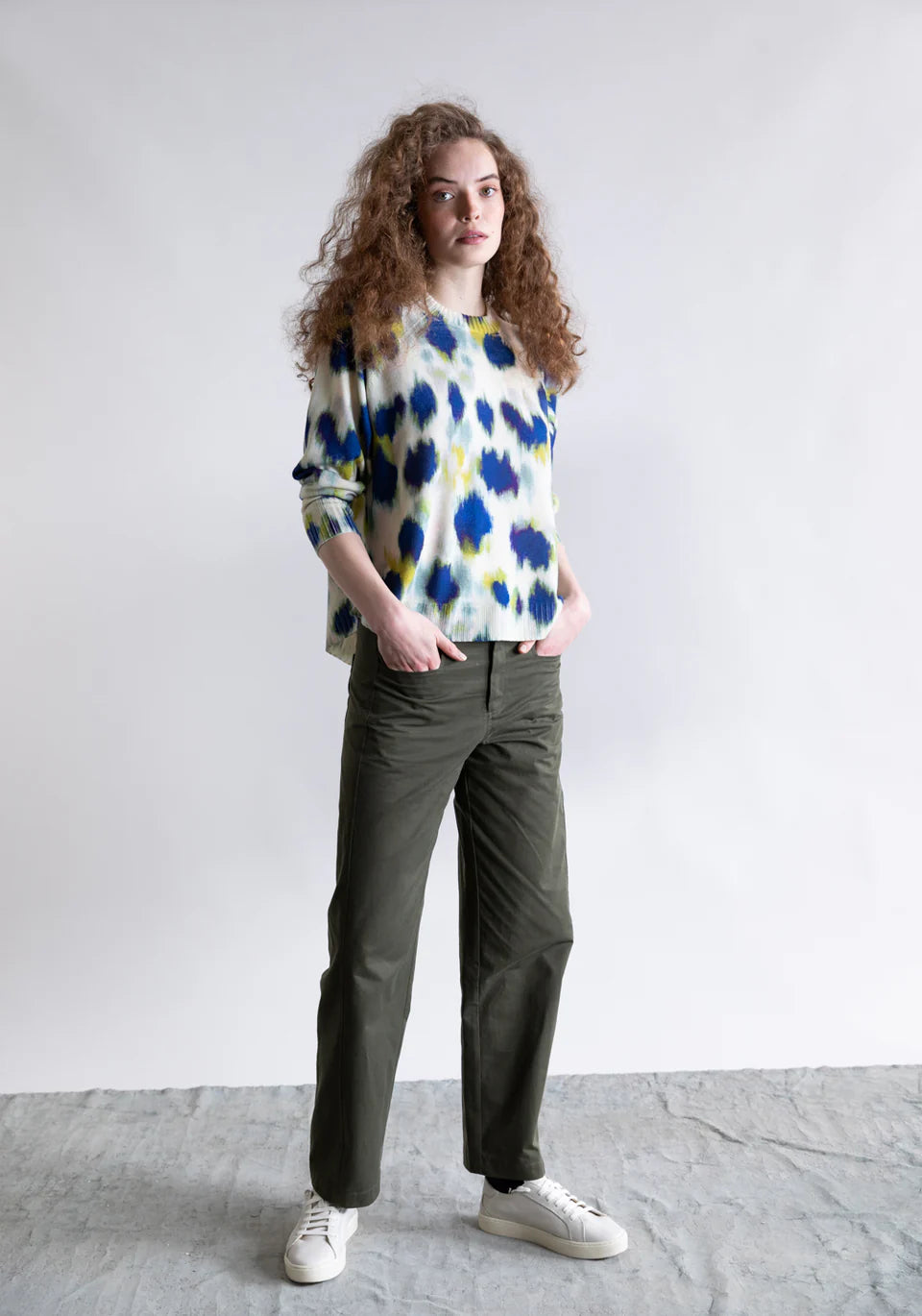 FADED ANIMAL PRINT CREW SWEATER