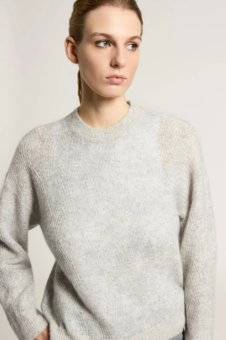 WOOL ALPACA  AND MOHAIR SWEATER WITH SEQUINS