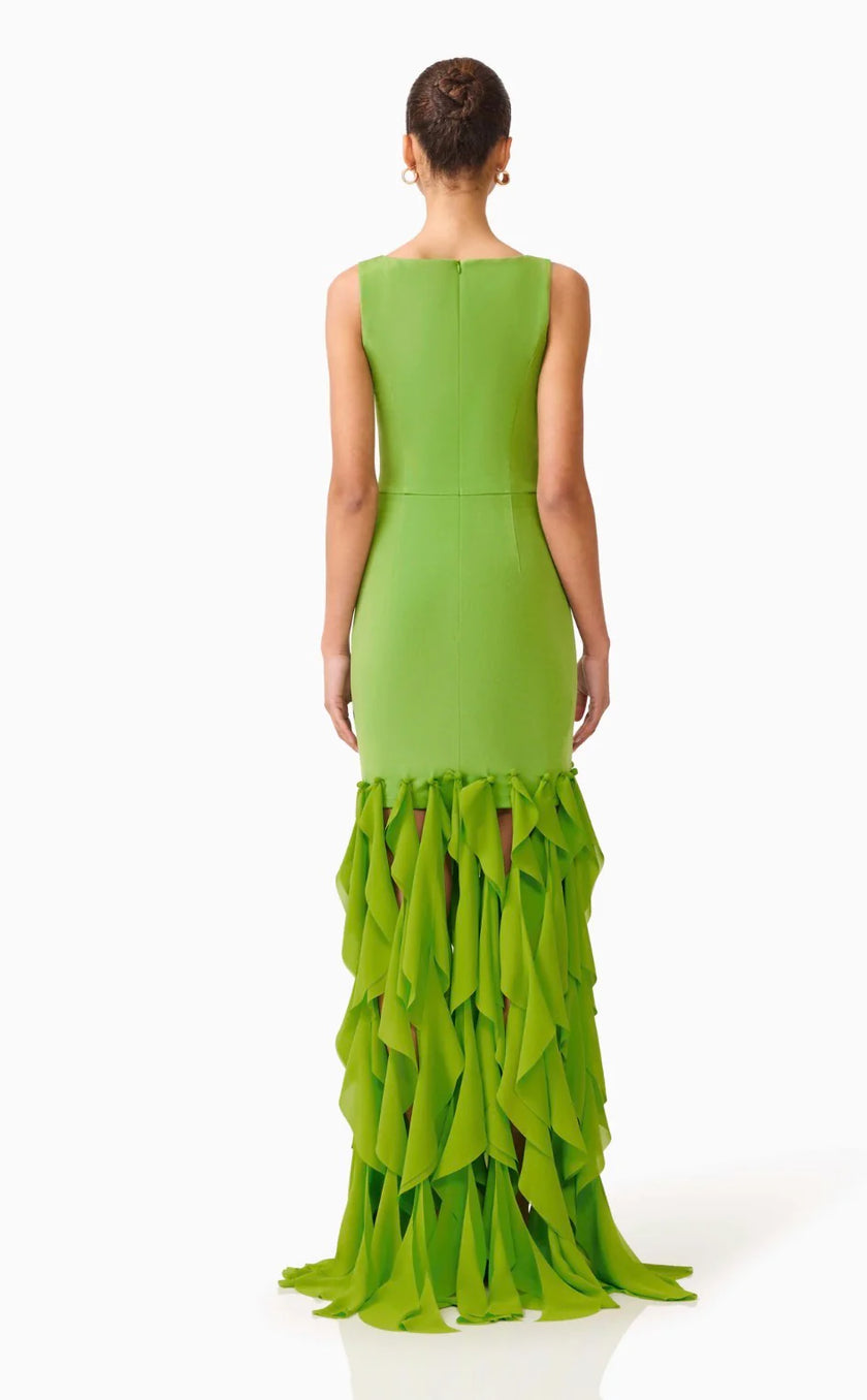 MARISON RUFFLED FRINGE GOWN
