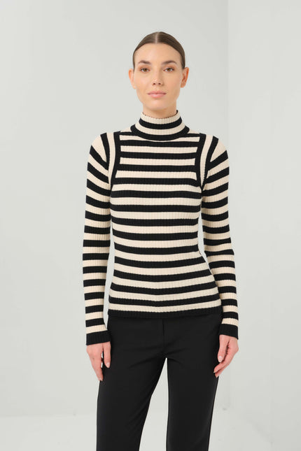 LINH ENGINEERED STRIPE SWEATER TOP