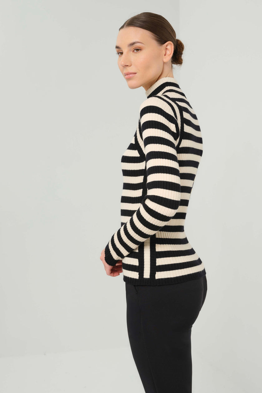 LINH ENGINEERED STRIPE SWEATER TOP