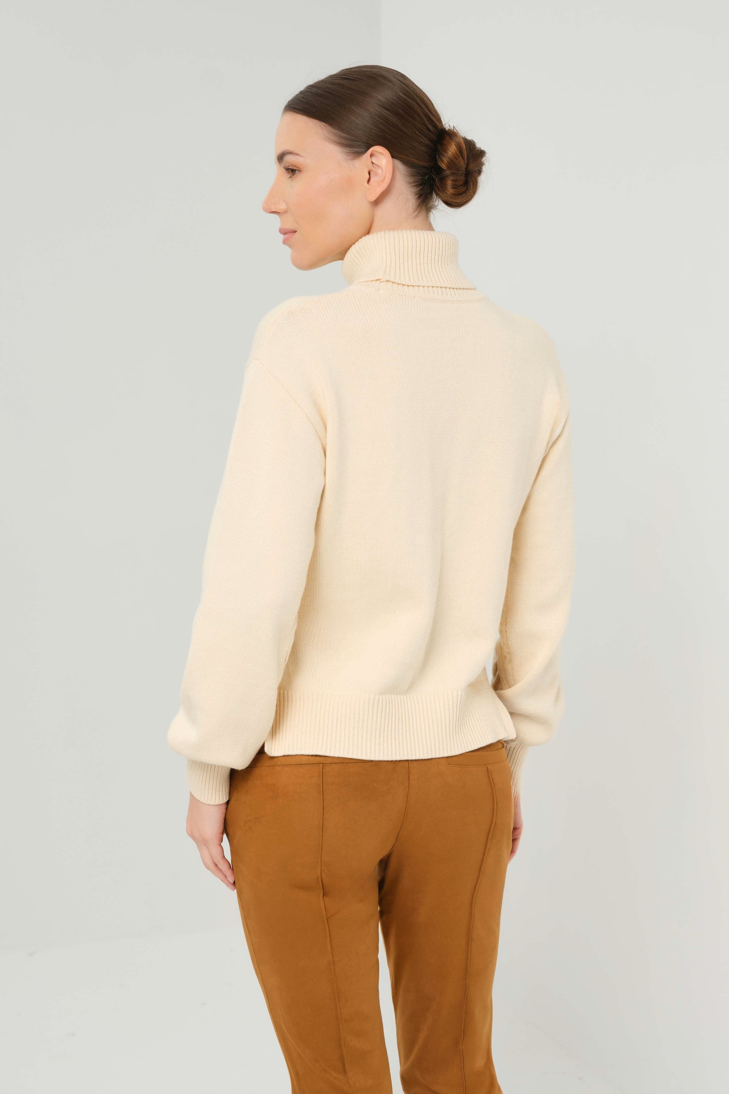 WABI MIX SWEATER MIXED STITCH CABLEKNIT TURTLENECK