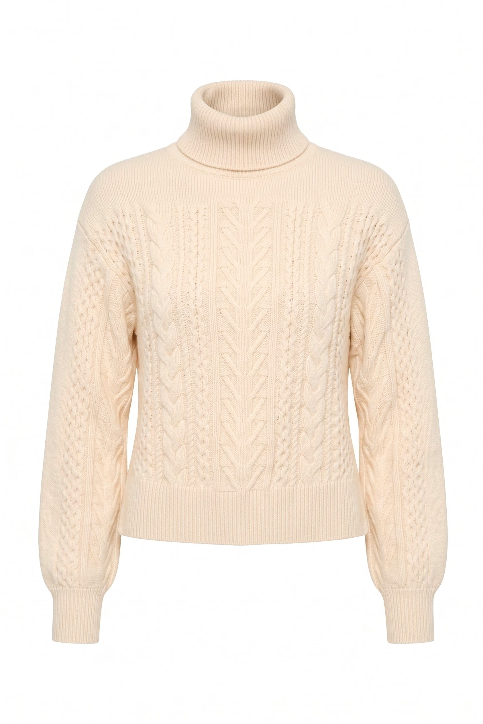 WABI MIX SWEATER MIXED STITCH CABLEKNIT TURTLENECK
