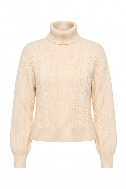WABI MIX SWEATER MIXED STITCH CABLEKNIT TURTLENECK