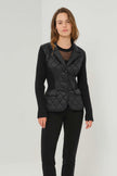 SORA MIXED MEDIA QUILTED FRONT 3 BUTTON BLAZER