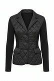 SORA MIXED MEDIA QUILTED FRONT 3 BUTTON BLAZER