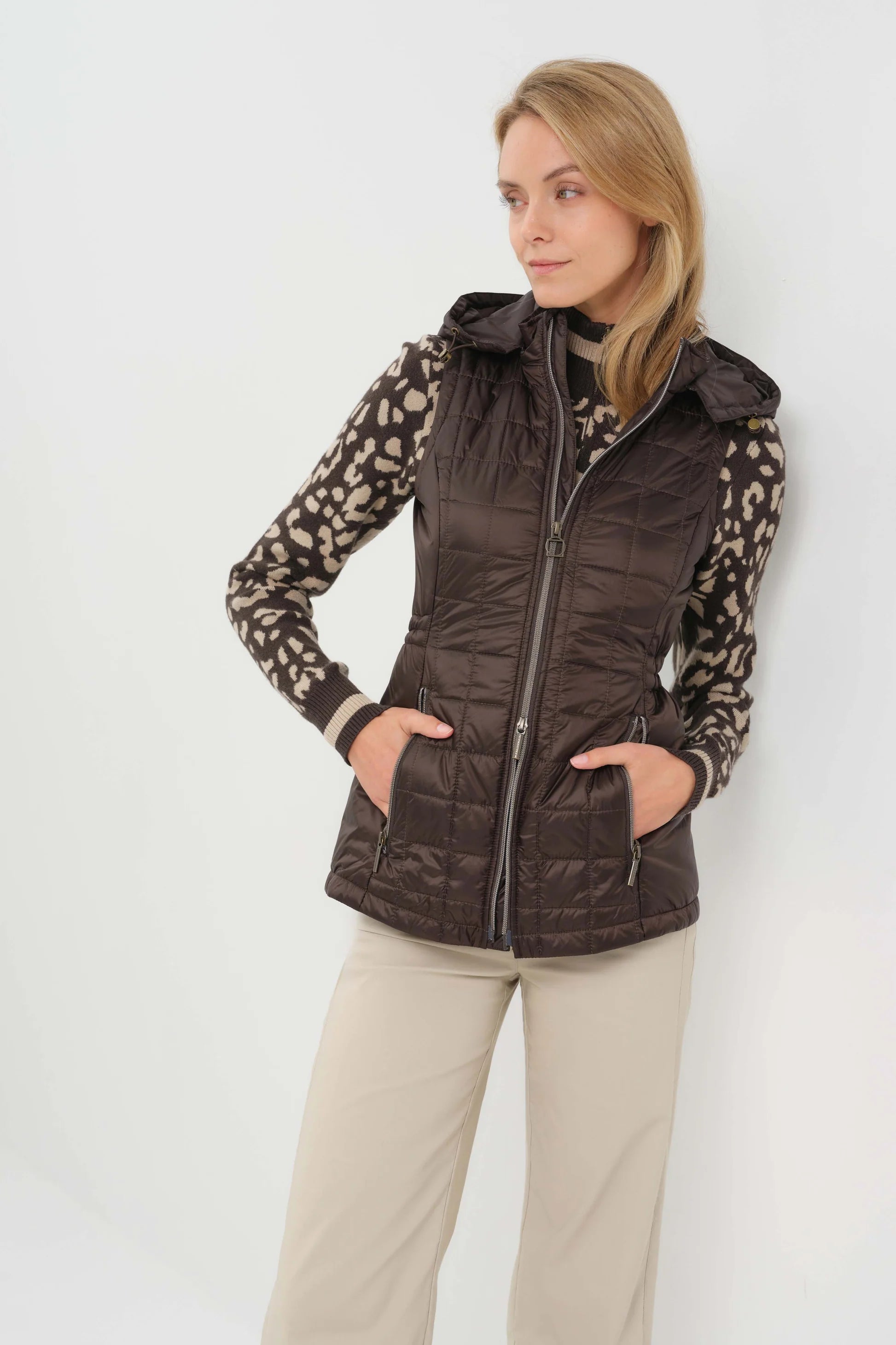 HOODED MONTREAL QUILTED VEST WITH REMOVABLE HOOD