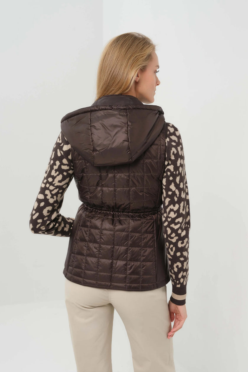 HOODED MONTREAL QUILTED VEST WITH REMOVABLE HOOD