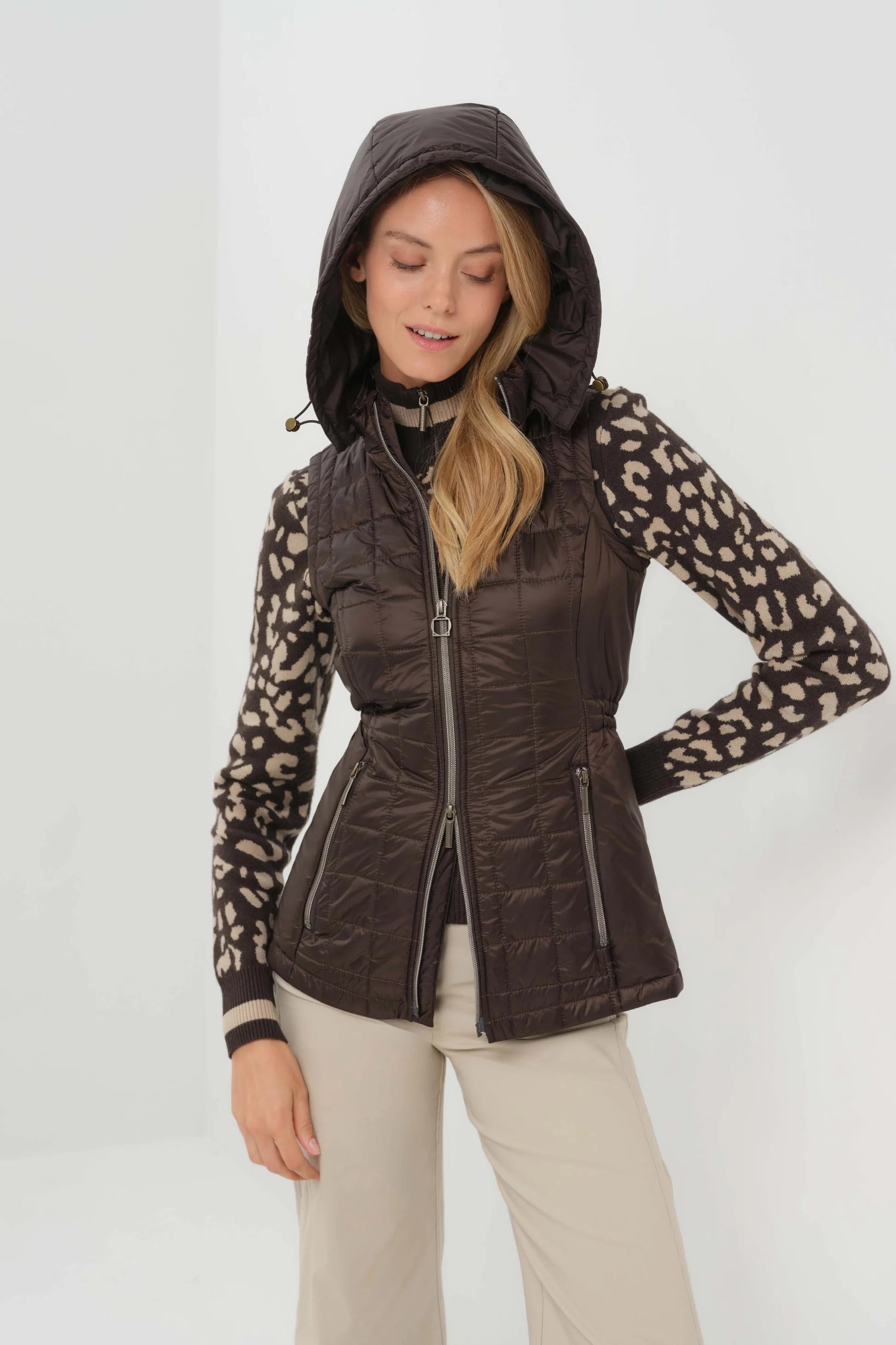 HOODED MONTREAL QUILTED VEST WITH REMOVABLE HOOD