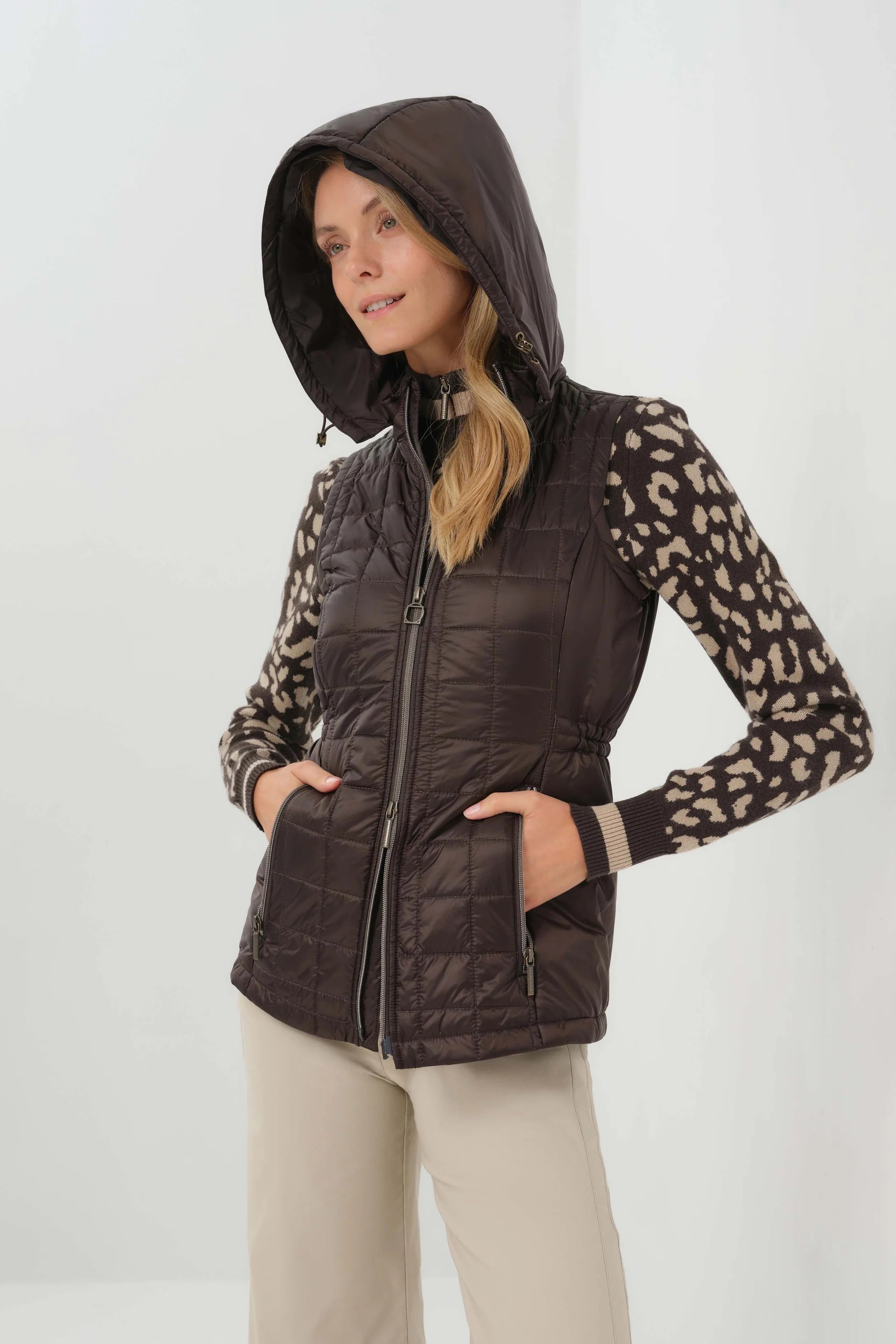 HOODED MONTREAL QUILTED VEST WITH REMOVABLE HOOD