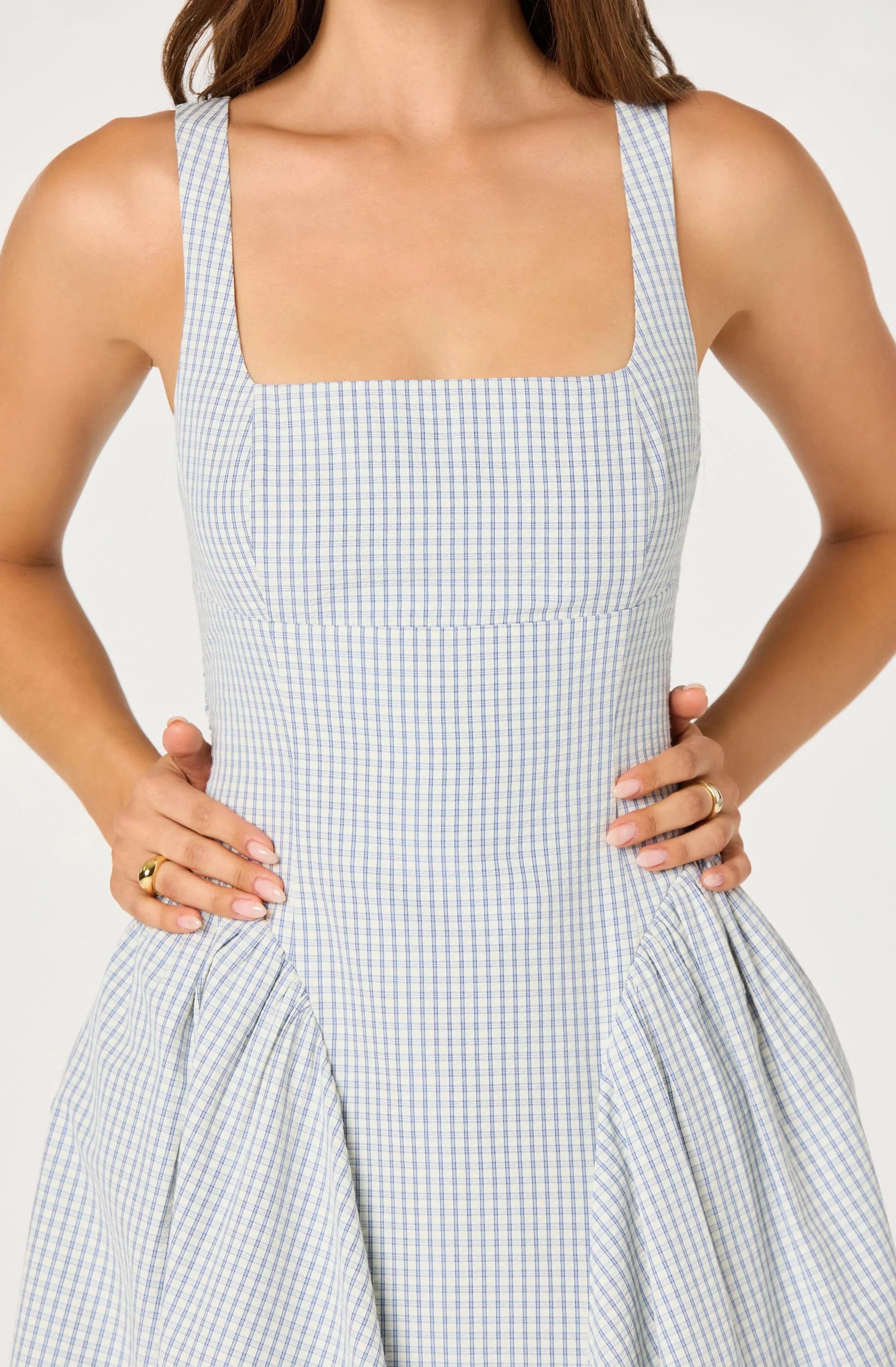 VINYA PLAID BOW BACK MIDI DRESS