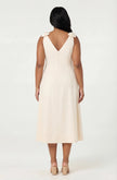 JOLEENA LINEN BOW STRAP MIDI DRESS