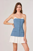 AMREN MIXED MEDIA DENIM DRESS