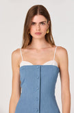 AMREN MIXED MEDIA DENIM DRESS