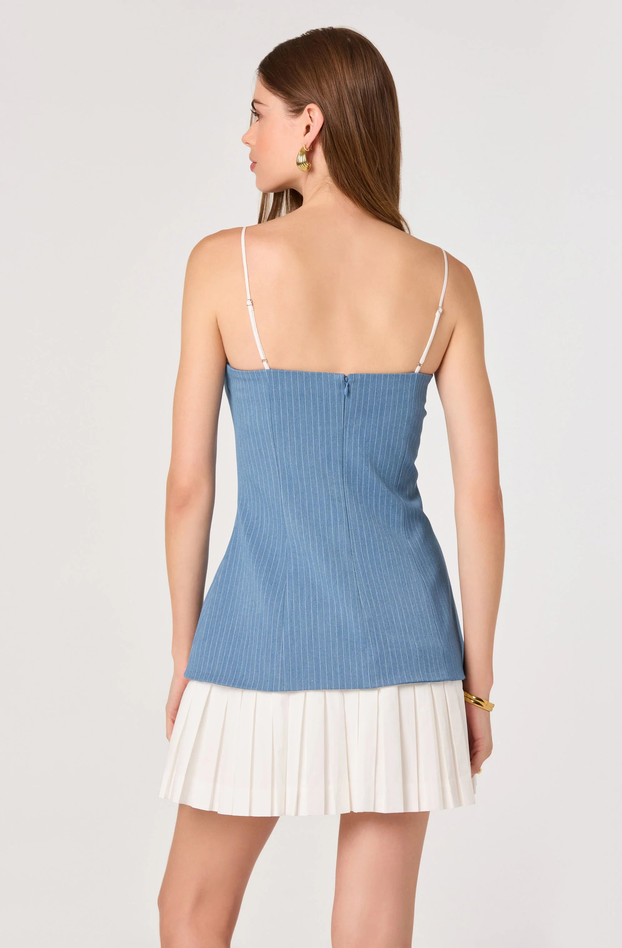 AMREN MIXED MEDIA DENIM DRESS