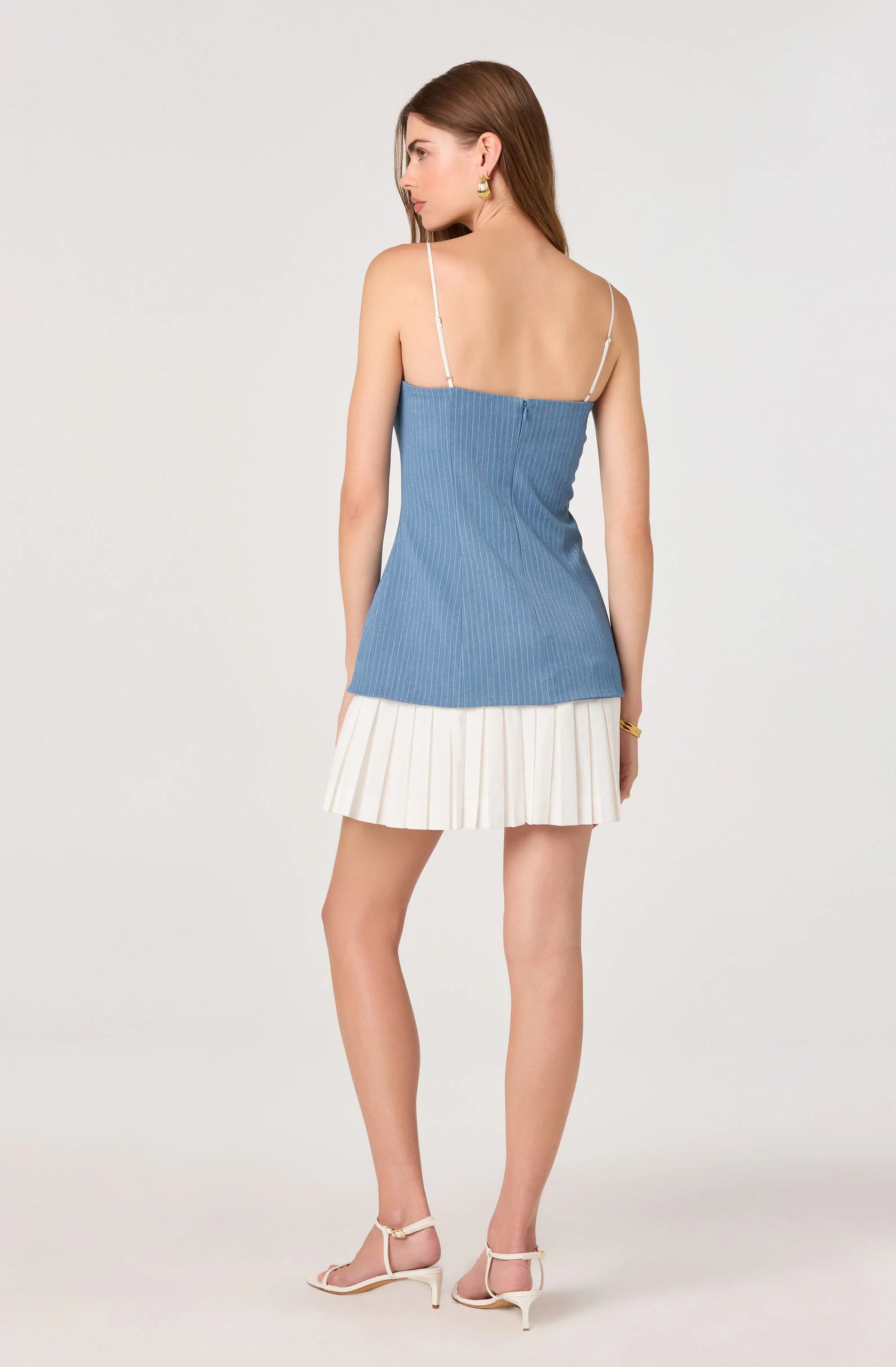 AMREN MIXED MEDIA DENIM DRESS