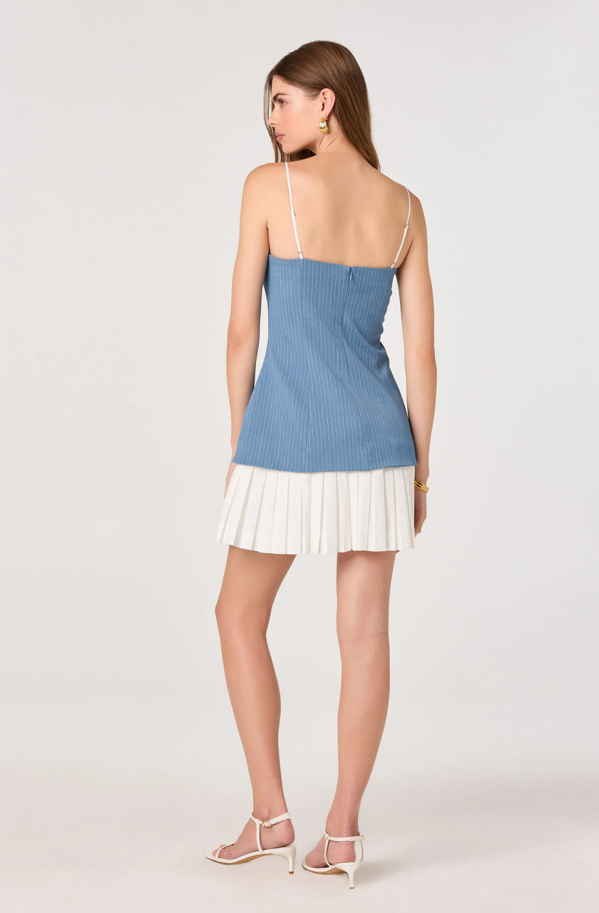 AMREN MIXED MEDIA DENIM DRESS