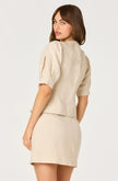 CAILEY CROCHET TRIM BUTTON FRONT MINI SKIRT IN NATURAL