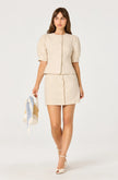CAILEY CROCHET TRIM BUTTON FRONT MINI SKIRT IN NATURAL