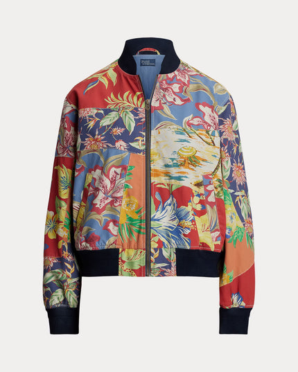 TROPICAL FLORAL TWILL BOMBER JACKET