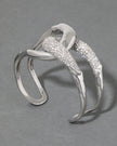 SOLANALES SILVER CRYSTAL INTERLOCKED CUFF BRACELET