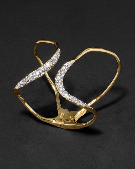 SOLANALES CRYSTAL FREEFORM HINGE CUFF BRACELET