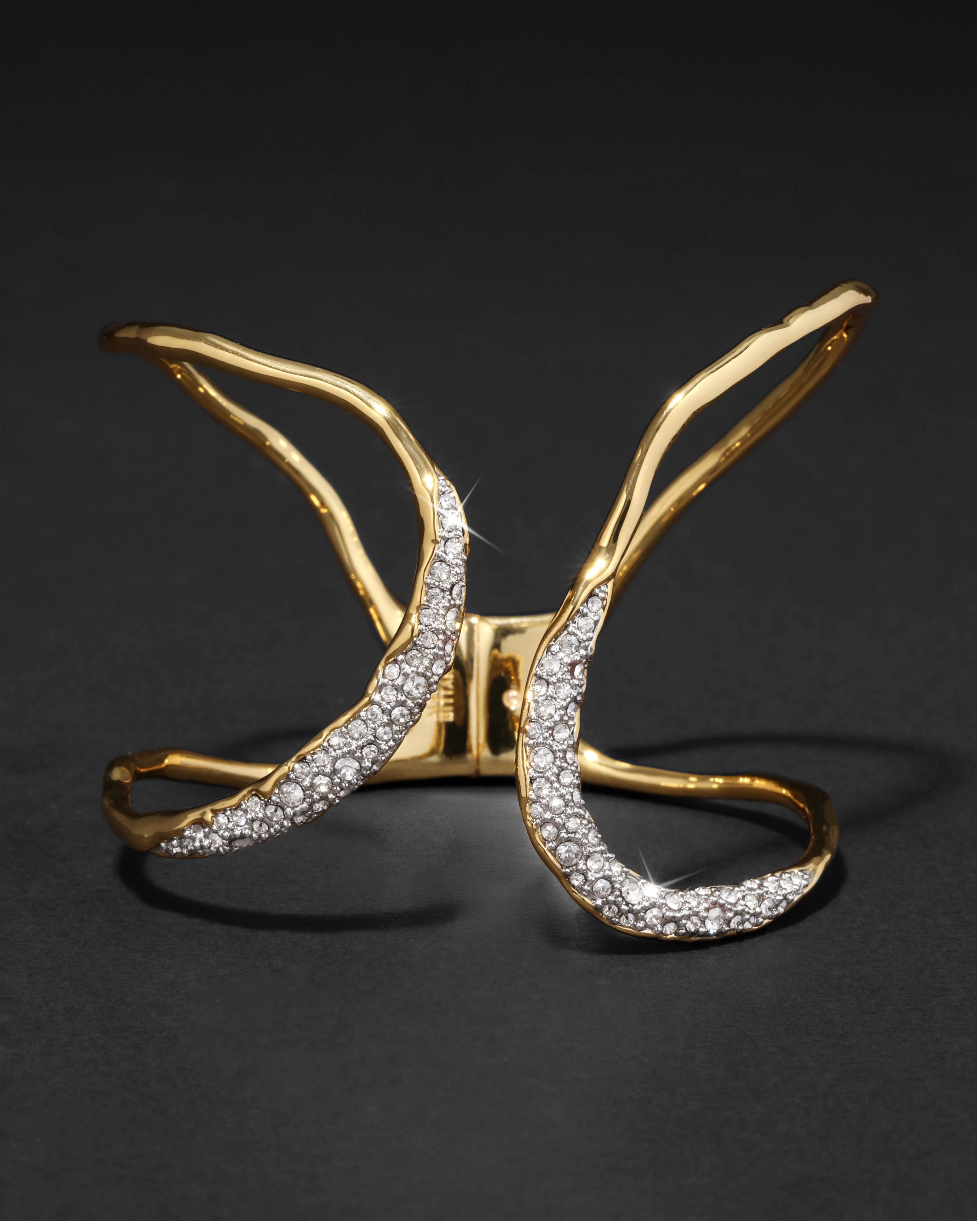 SOLANALES CRYSTAL FREEFORM HINGE CUFF BRACELET
